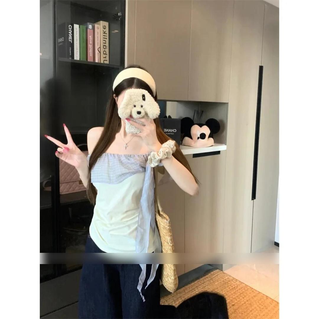 荷葉邊飄帶上衣