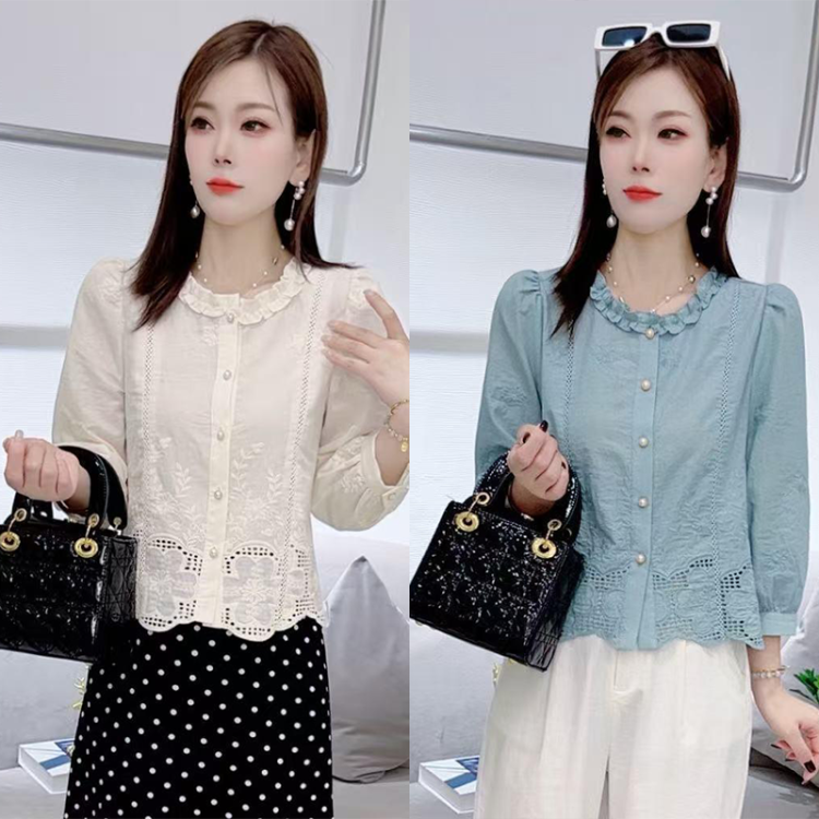 純棉七分袖襯衫